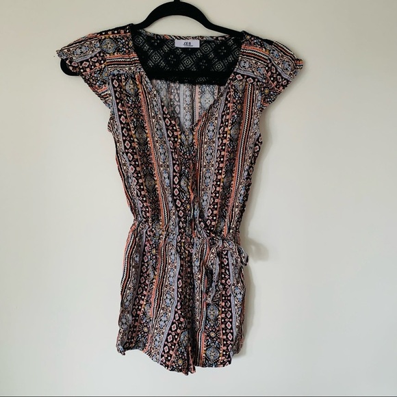 Joe B Pants - Joe B romper aztec print black lace back S